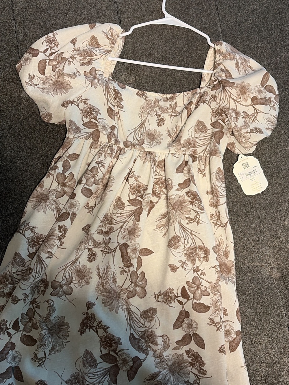 Altar'd State Cream Dress with Brown Floral Print